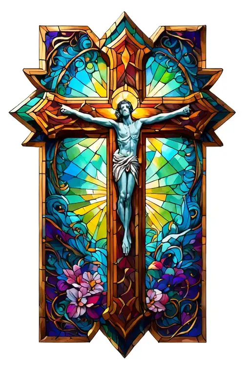 Basic Cross With Stained Glass In The Middle