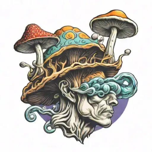Psychedelic Mushroom Coming Out Of Head