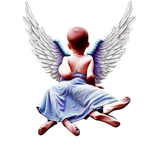 Adult Angel Climbing A Wall