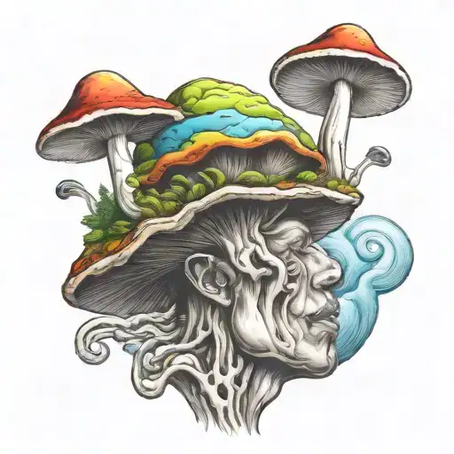 Psychedelic Mushroom Coming Out Of Head