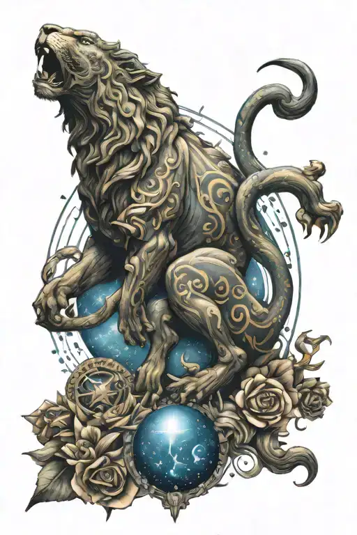 Leo Zodiac With Aquarius Stars And World