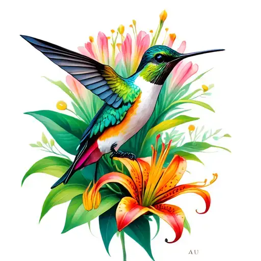 Hummingbird And Tiger Lily's