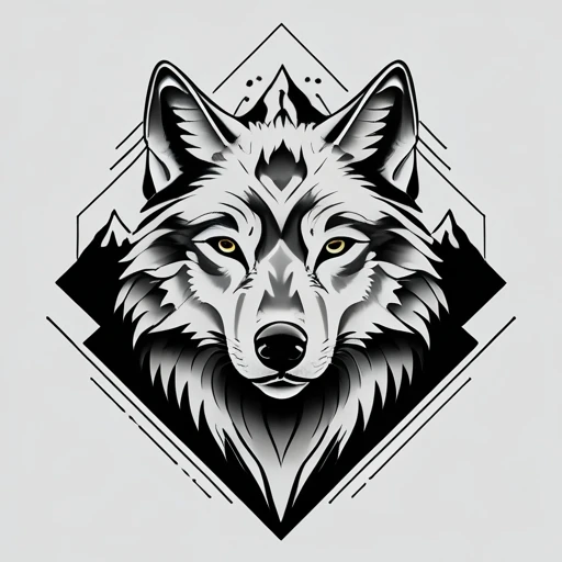 Wolf with mountain background Tattoo idea