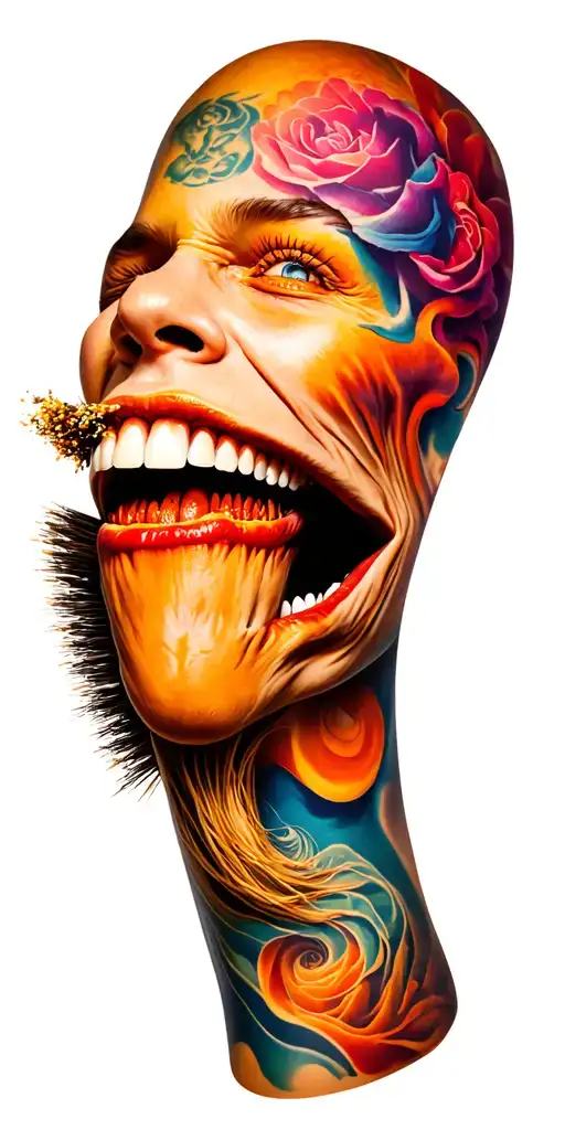 Oposum With A Torn Human Brush In The Mouth And Crazy