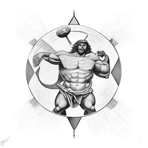 Atlas The Titan From Greek Mithology Holds Up The Sky