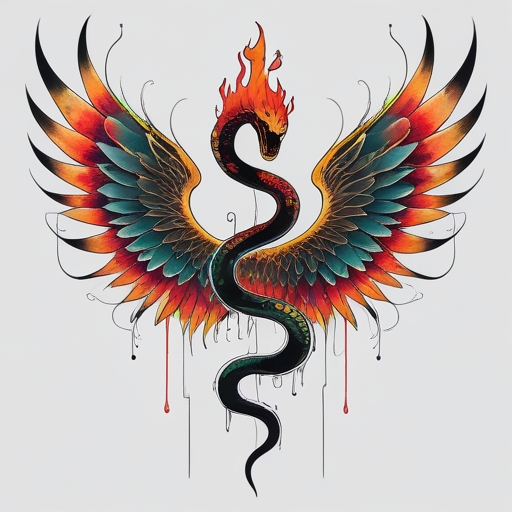 Wings of the Serpent’s Fire Tattoo idea