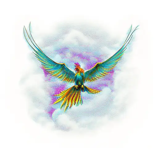 A Creative Image Of Phoenix Flying Over The Sea