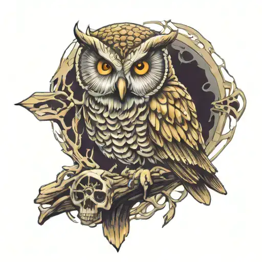 Owl Holding Cranium Skeleton