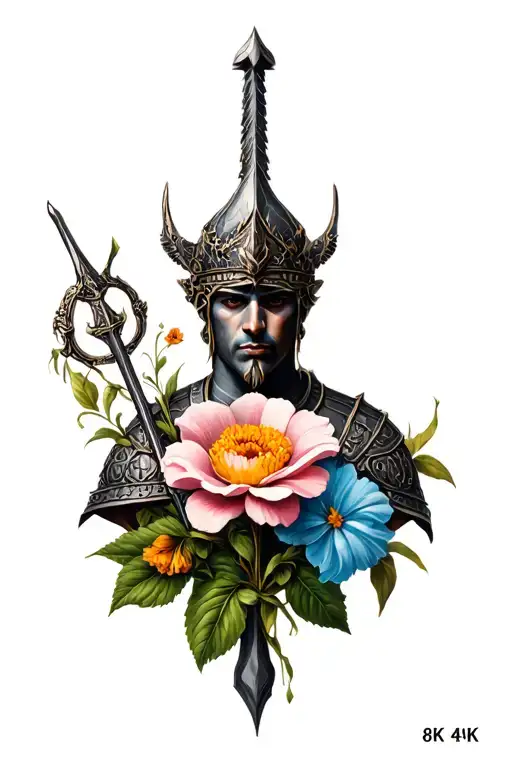 Warrior In French With Flower Blooming Out