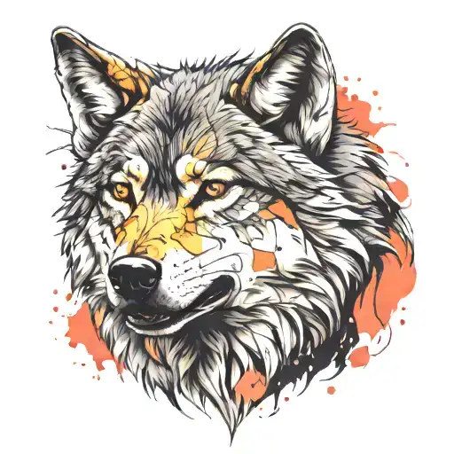 Wolf With Scars Face