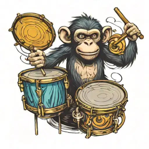Evil Cartoon Monkey Playing Drums