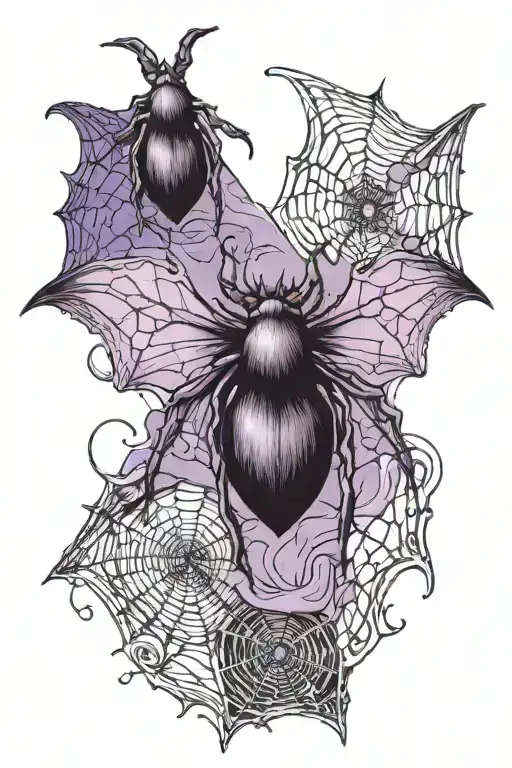 Purple Bat And Black Spider