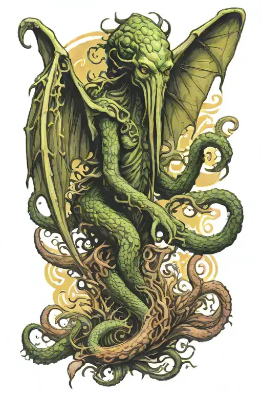 Cthulu With Wings Rising From The Ocean