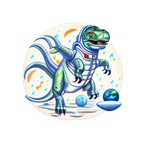 T-rex In Space Wearing A Space Suit