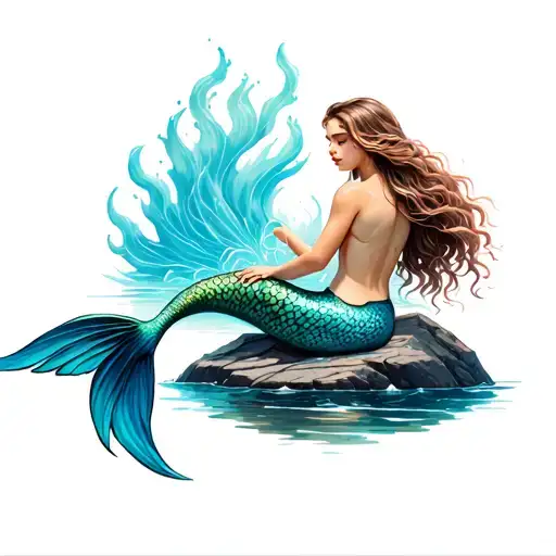 Mermaid Sitting On A Rock