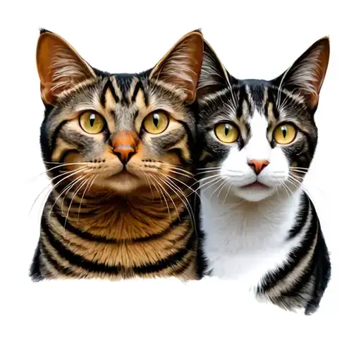 Cat With The Fine Line Of Two Cats