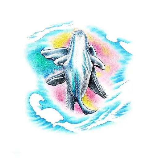 Sky Blue Water Colored Humpback Whale Forearm