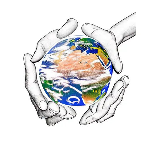 Indian Holding The Planet Earth In His Hands Color