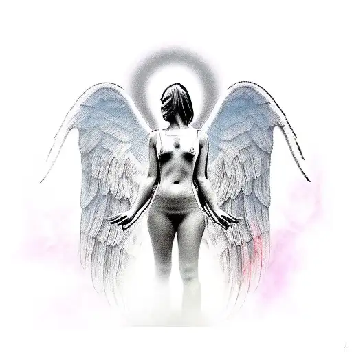 Angel With Open Wings And Open Arms Position