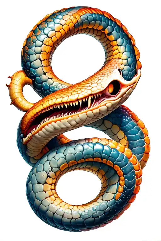 Space Mechanical Snake Intertwined Skin Bone Time Broken