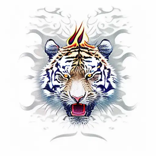 Angry Tiger With Flames For Eyes