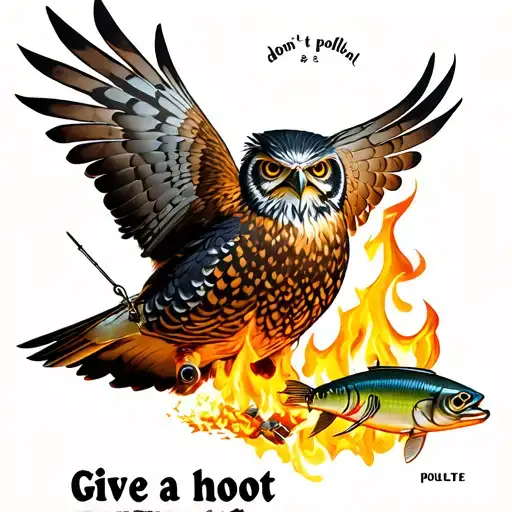 Hunting Fishing And Surrounded By Fire And The Phrase Give A Hoot Dont Pollute