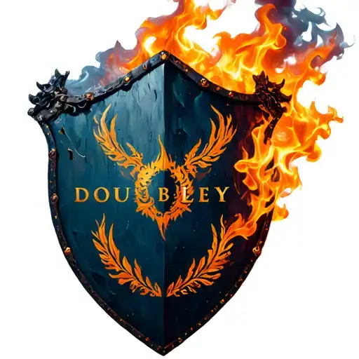 Name Doubley On A Shield With Fire And Smoke