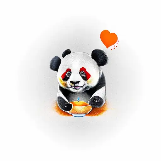 Panda With Orange Heart