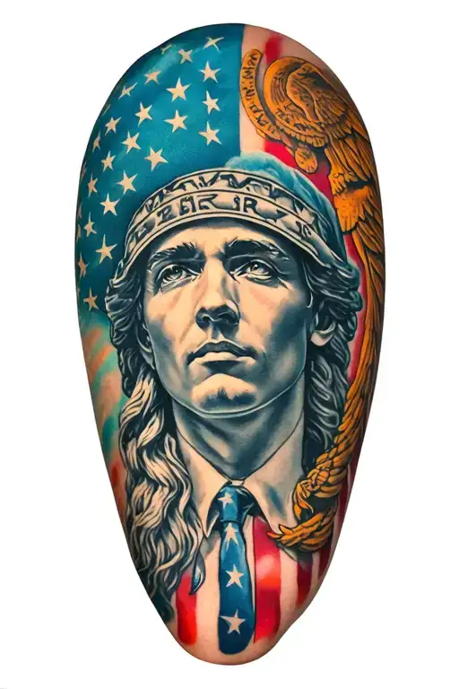 American Symbols Incorporated In An Arm Sleeve
