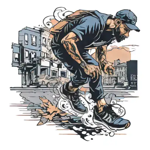 Male Silohuette Runnning Through The Sidewalks In A City Wearing Nikes