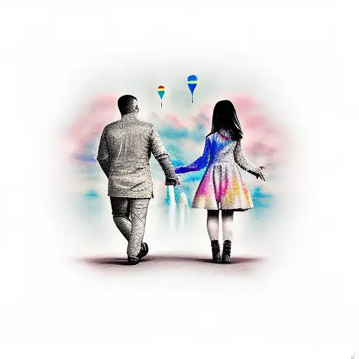 Father And Daugther Tattoo Desing With Phrase