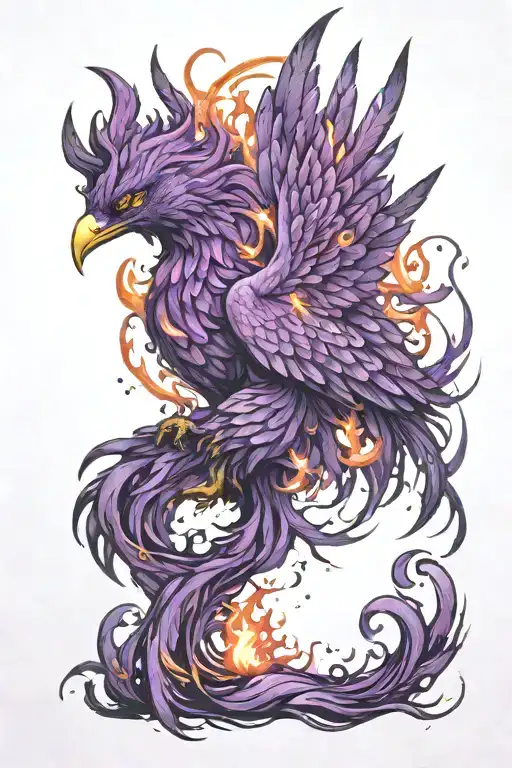 Purple Phoenix Rising From Ashes