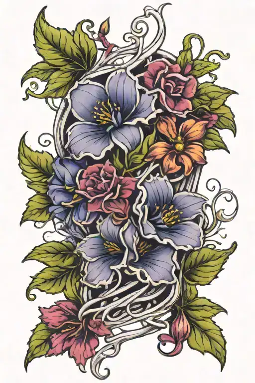 Flower Vine On Ribs Showing Flowers