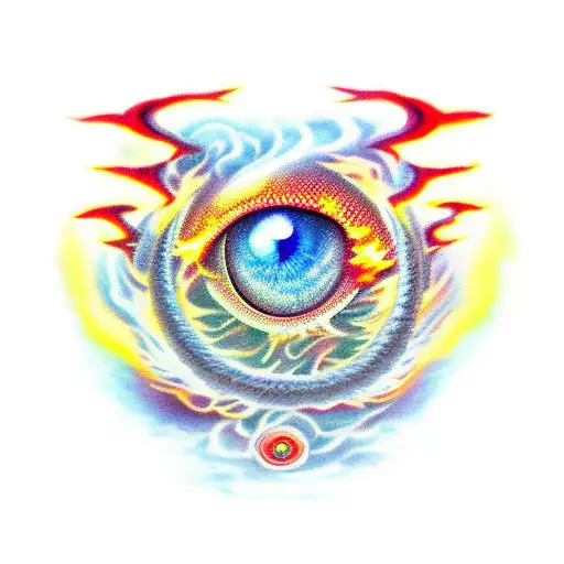 Dragon Eye Surrounded By Fire