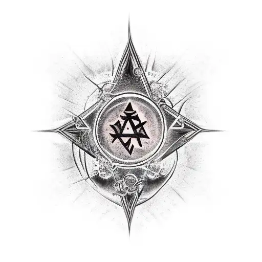 Gothic Tattoo On The Neck With Occult Symbols