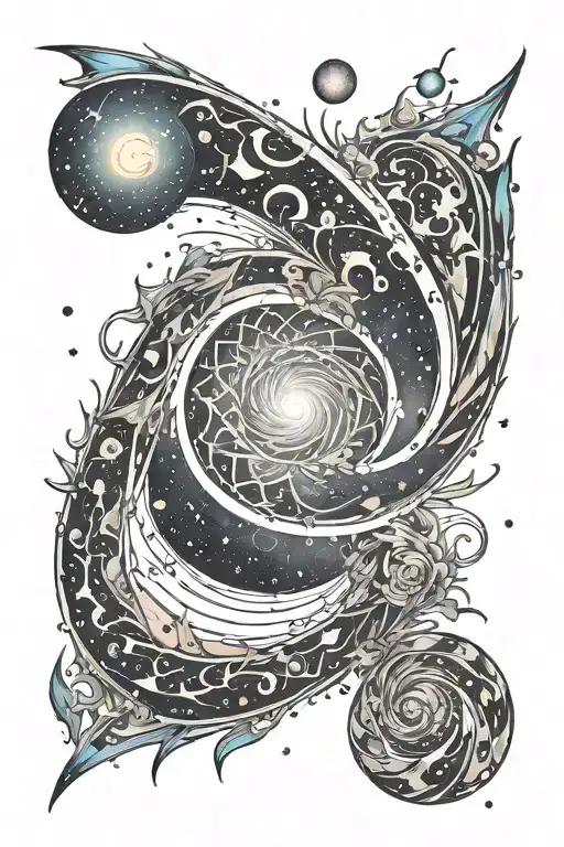 A Spiral Galaxy With Stars Around The Arm Sleeve