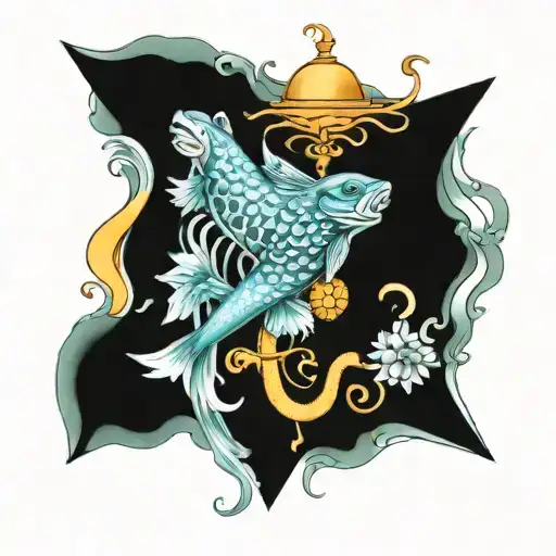 Aquarius Pisces Leo Scorpio Tattoo Design Featuring All Symbols