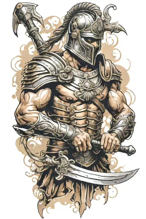 Roman Gladiator Holding Sword