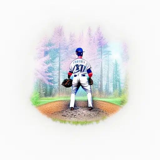 Baseball Player In A Dark Forest