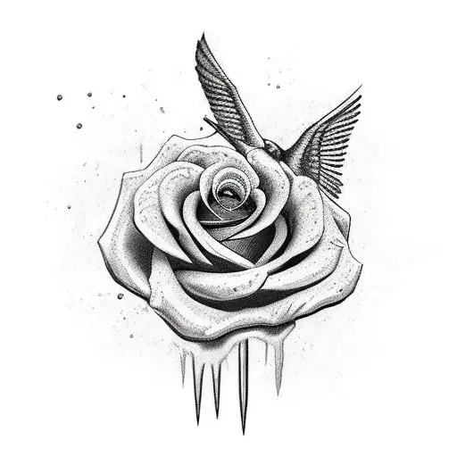 Militar Spear Rose And Hummingbird