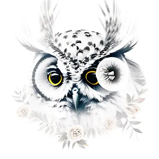 Myrtus Flowers And Owl And An Axe