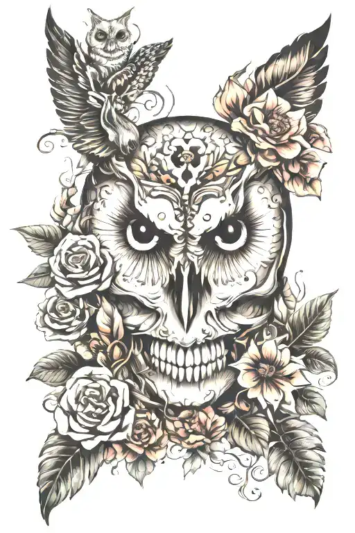 Owl Skull Flowers