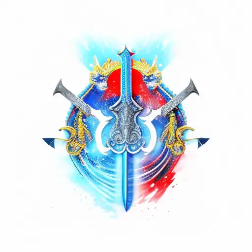 Sword With Blue Red Patterns