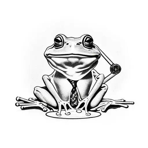 Frog Smoking A Pipe While He Is Wearing A Suit