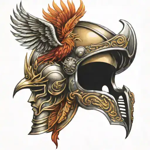 Gladiator Helmet And Phoenix