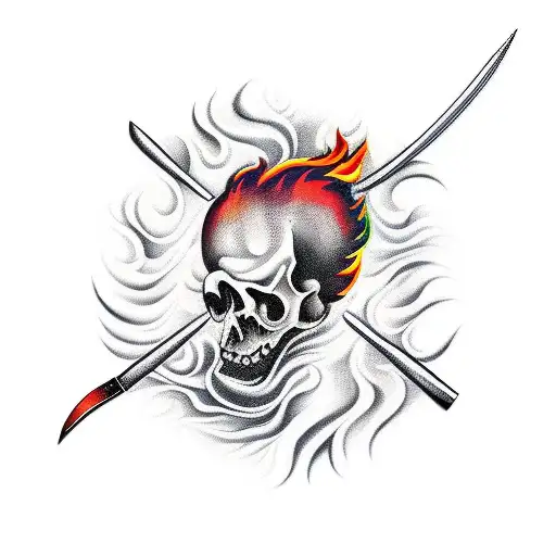 Italian Knife Surrounded By Fire