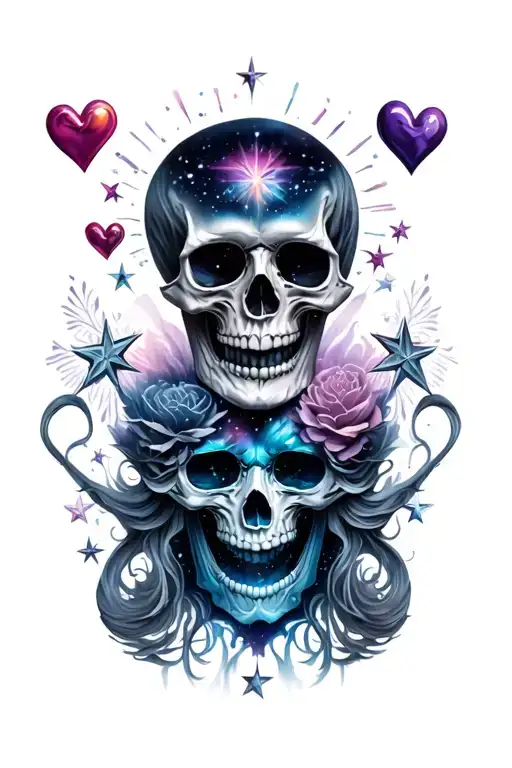 Stars Skull And Hearts One Soul