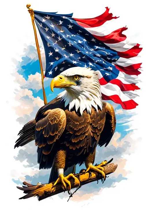 An Eagle With A Wavy Flag