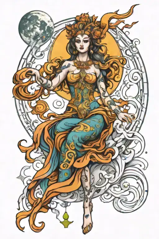Wisdom Goddess Full Body Moon Rising