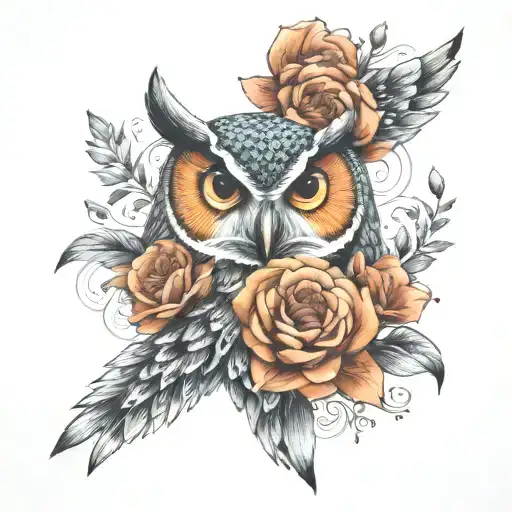 Owl And Flowers